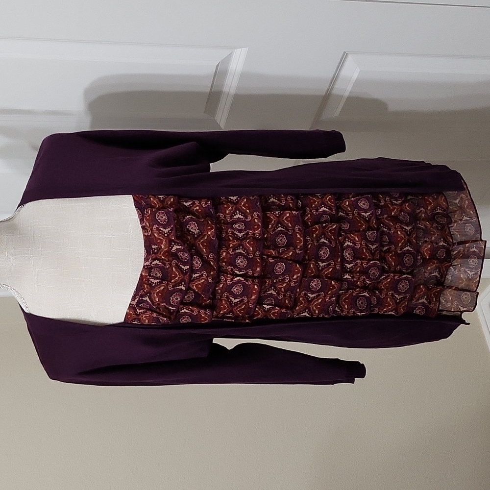 WILLOW BAY LAYERED LOOK PURPLE CARDIGAN w/ ruffled top. SZ M EXCELLENT Condition